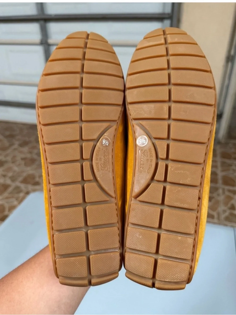 Gucci Men's Suede Loafers in Mustard Tan